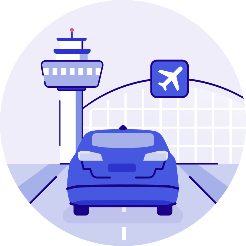 Automóvil llegando al aeropuerto.